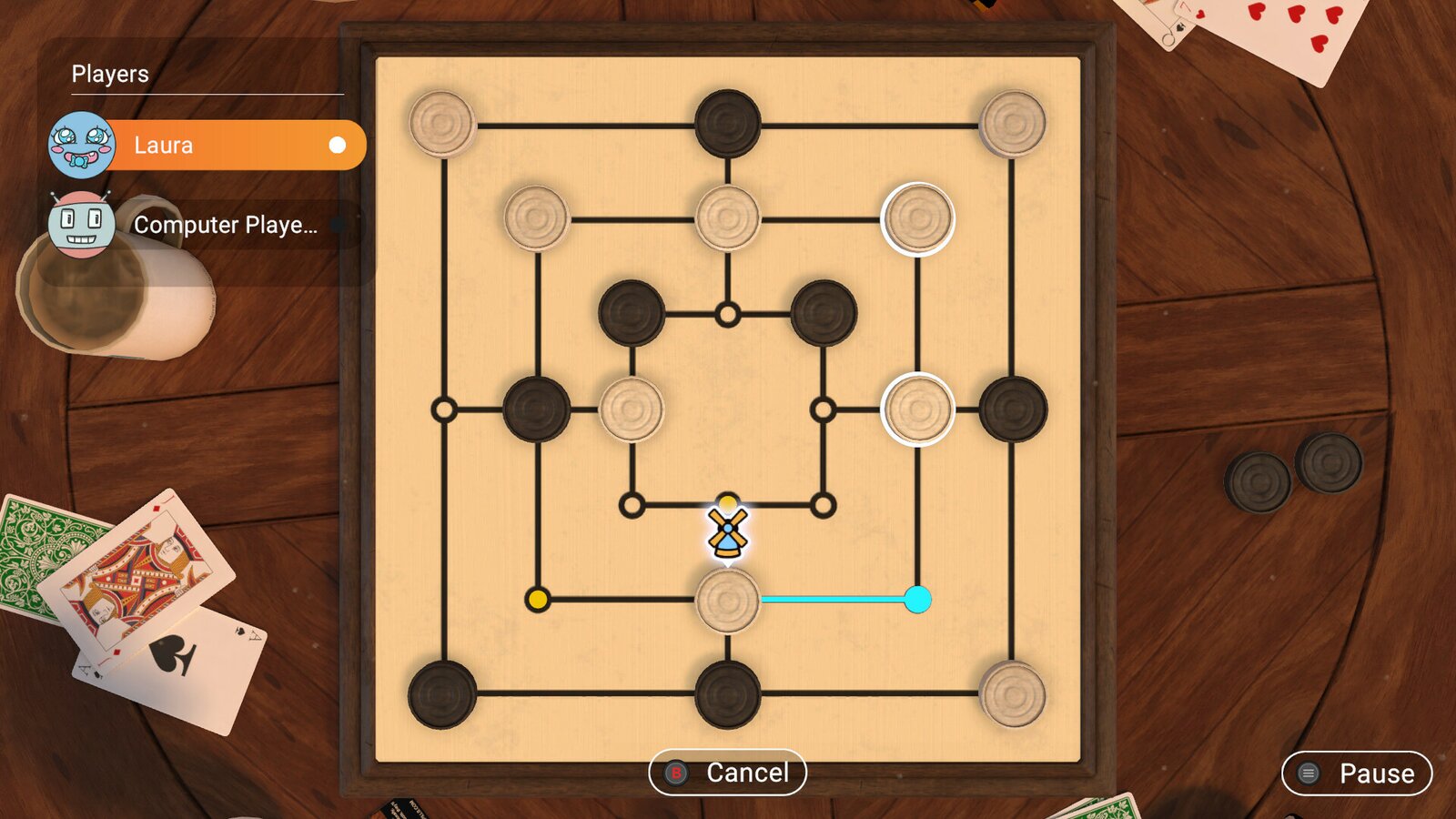 Backgammon + Checkers + Mills