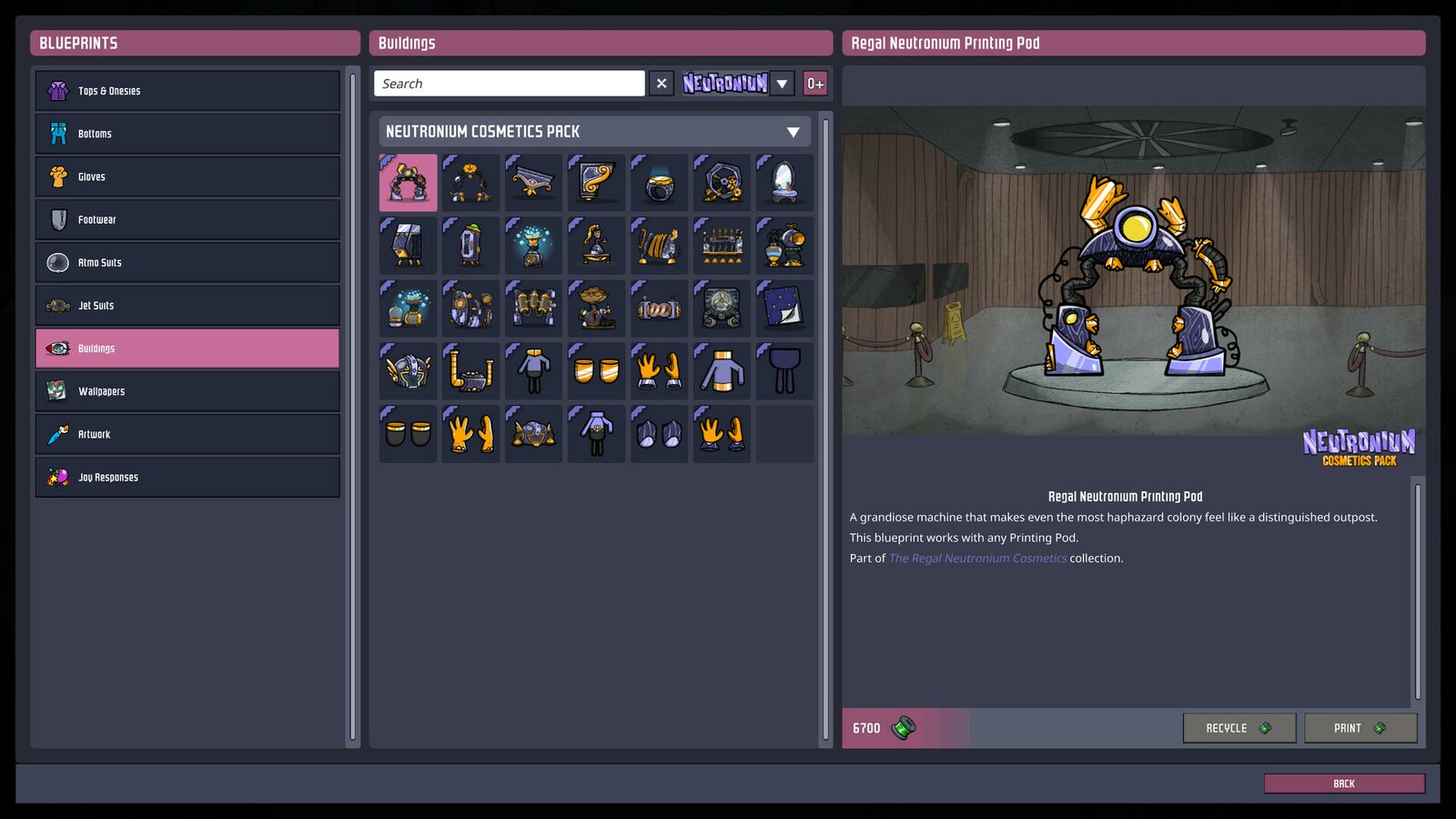 Oxygen Not Included - Neutronium Cosmetics Pack